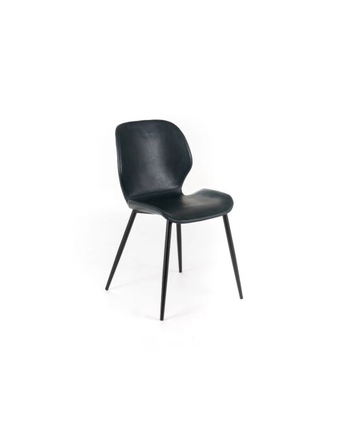Ensemble de 4 chaises de salle à manger revêtues d'un tissu doux au toucher effet velours Arezzo pétrole/noir - 45 x 55 x 83 cm