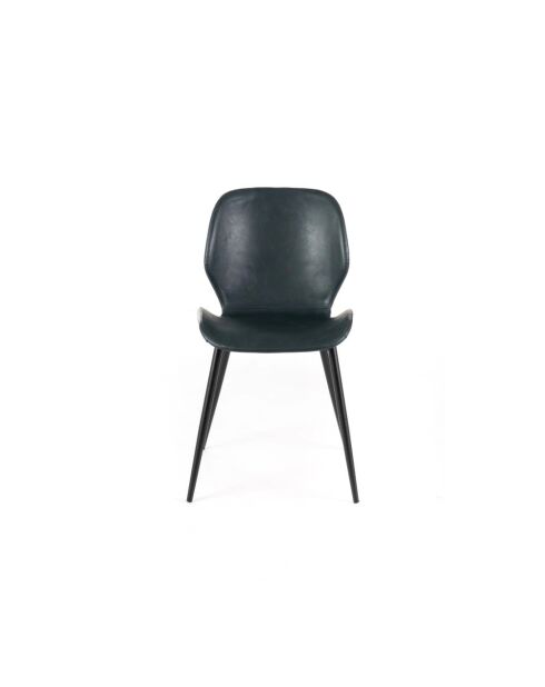 Ensemble de 4 chaises de salle à manger revêtues d'un tissu doux au toucher effet velours Arezzo pétrole/noir - 45 x 55 x 83 cm