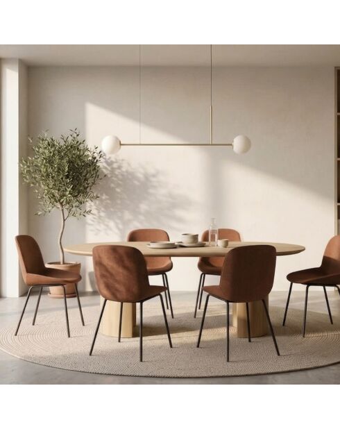 Ensemble de 4 chaises de salle à manger rembourrées en tissu Abano rouille/noir - 46 x 57 x 80 cm