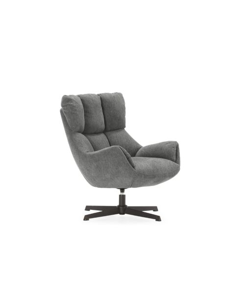 Fauteuil Belmonte en tissu avec piètement pivotant en métal gris - 73 x 81 x 89 cm