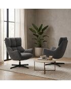 Fauteuil Belmonte en tissu avec piètement pivotant en métal gris - 73 x 81 x 89 cm