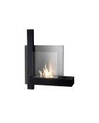 Cheminée murale Rieti à bioéthanol en acier inoxydable noir - 72 x 22 x 63 cm