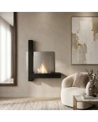 Cheminée murale Rieti à bioéthanol en acier inoxydable noir - 72 x 22 x 63 cm
