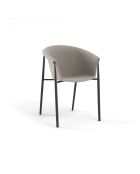 Ensemble de 2 chaises de salle à manger revêtues de tissu avec structure en métal Biella gris tourterelle/noir - 56 x 58 x 79 cm