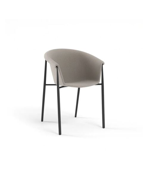 Ensemble de 2 chaises de salle à manger revêtues de tissu avec structure en métal Biella gris tourterelle/noir - 56 x 58 x 79 cm