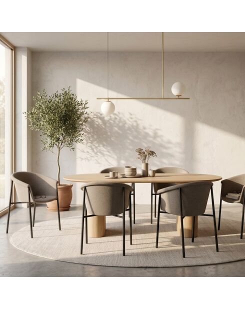 Ensemble de 2 chaises de salle à manger revêtues de tissu avec structure en métal Biella gris tourterelle/noir - 56 x 58 x 79 cm