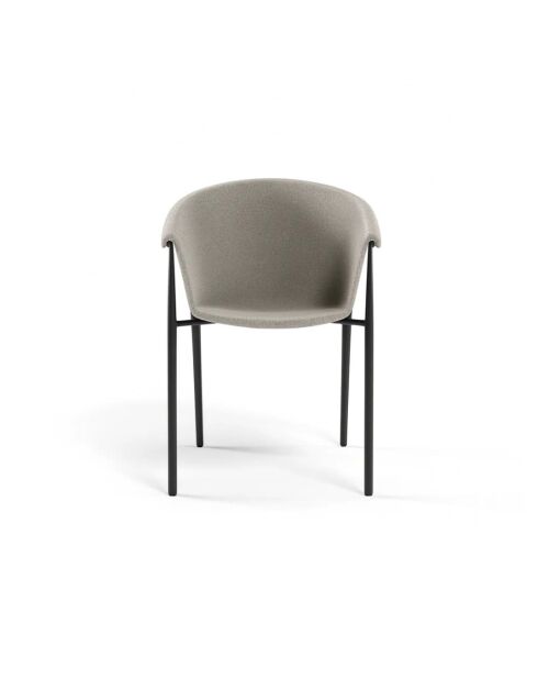 Ensemble de 2 chaises de salle à manger revêtues de tissu avec structure en métal Biella gris tourterelle/noir - 56 x 58 x 79 cm