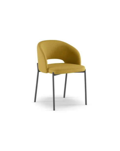 Ensemble de 2 chaises de salle à manger revêtues de tissu Lucca jaune/anthracite - 55,5 x 52 x 78,5 cm