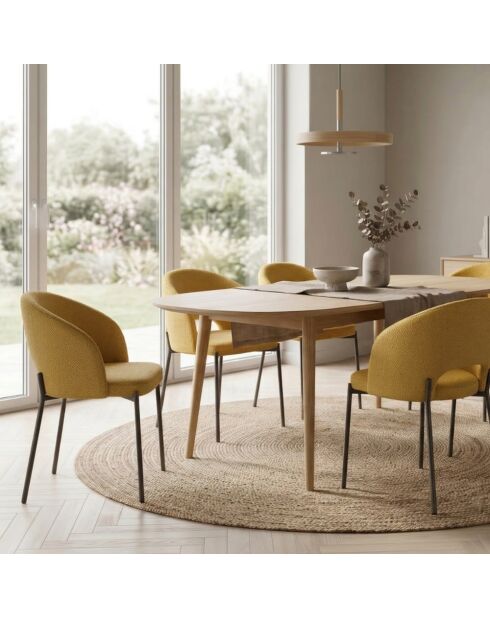 Ensemble de 2 chaises de salle à manger revêtues de tissu Lucca jaune/anthracite - 55,5 x 52 x 78,5 cm