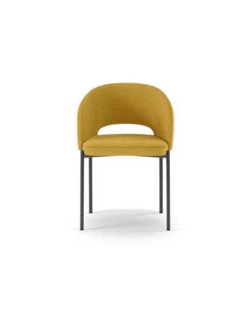Ensemble de 2 chaises de salle à manger revêtues de tissu Lucca jaune/anthracite - 55,5 x 52 x 78,5 cm