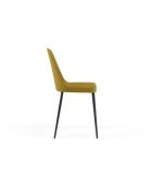 Ensemble de 4 chaises de salle à manger revêtues de tissu avec structure en métal Avellino jaune/noir - 46 x 55 x 85 cm