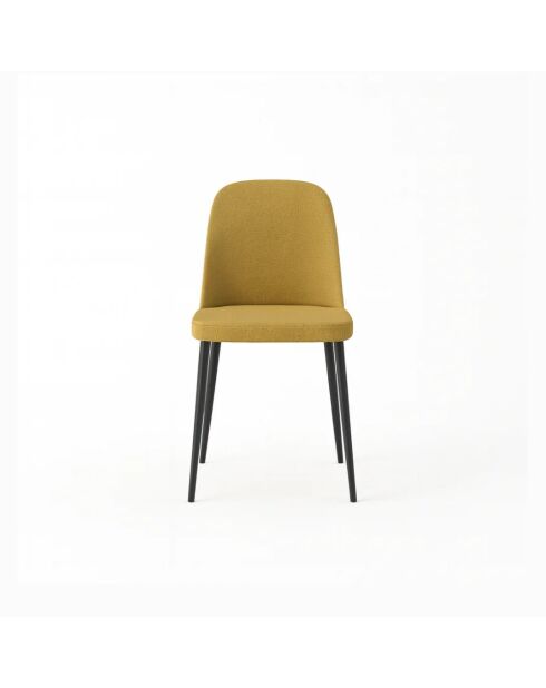 Ensemble de 4 chaises de salle à manger revêtues de tissu avec structure en métal Avellino jaune/noir - 46 x 55 x 85 cm