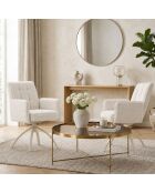Ensemble de 2 fauteuils Amantea en tissu avec pieds en métal beige - 56 x 63 x 85 cm