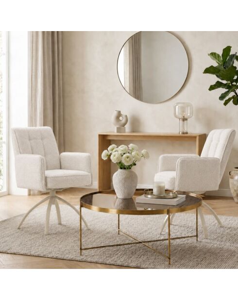 Ensemble de 2 fauteuils Amantea en tissu avec pieds en métal beige - 56 x 63 x 85 cm