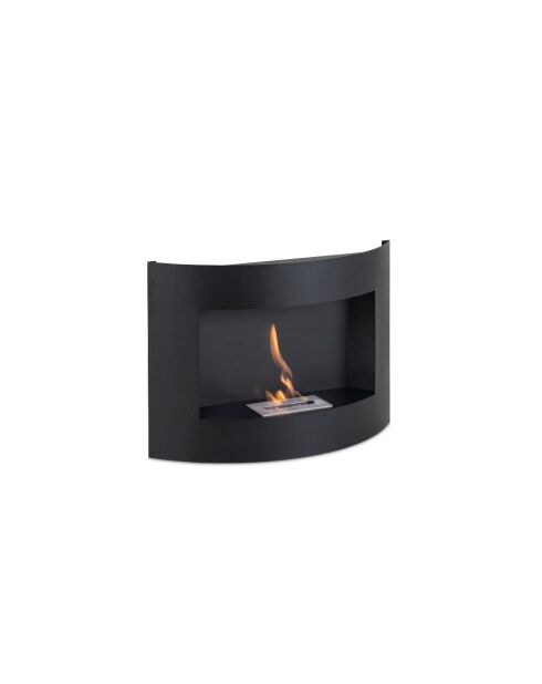 Cheminée murale Vibo à bioéthanol en acier inoxydable noir - 63 x 15,5 x 45 cm