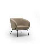 Fauteuil Cerignola en velours avec structure en métal peint beige/noir - 74 x 75 x 69 cm