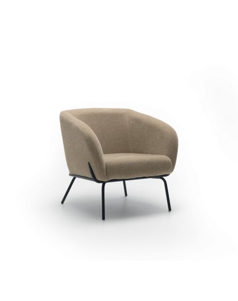 Fauteuil Cerignola en velours avec structure en métal peint beige/noir - 74 x 75 x 69 cm
