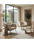 Fauteuil Cerignola en velours avec structure en métal peint beige/noir - 74 x 75 x 69 cm