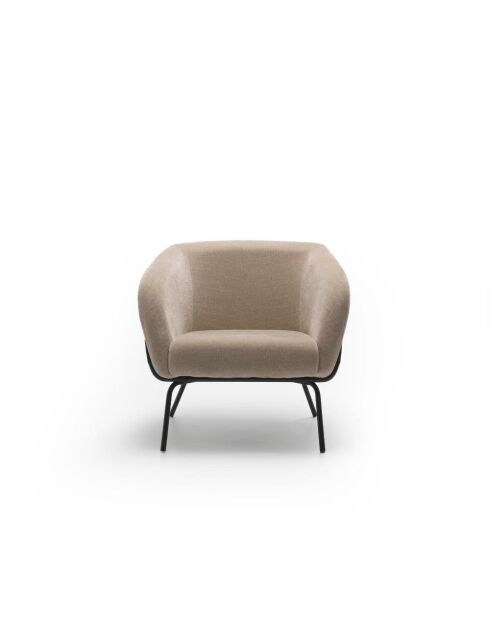 Fauteuil Cerignola en velours avec structure en métal peint beige/noir - 74 x 75 x 69 cm