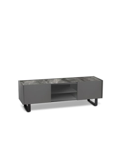 Meuble TV en céramique marbre gris - 140 x 40 x 45 cm