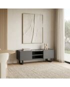 Meuble TV en céramique marbre gris - 140 x 40 x 45 cm