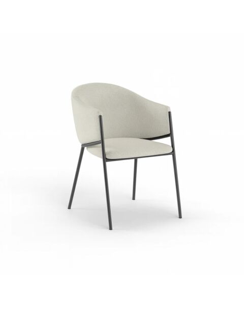Ensemble de 2 chaises de salle à manger avec structure en métal Benevento ivoire/anthracite - 60 x 53 x 78 cm