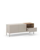 Meuble TV à 2 portes et 1 étagère Sapri en stratifié structure métallique crème/marron - 140 x 42 x 55 cm