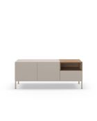 Meuble TV à 2 portes et 1 étagère Sapri en stratifié structure métallique crème/marron - 140 x 42 x 55 cm