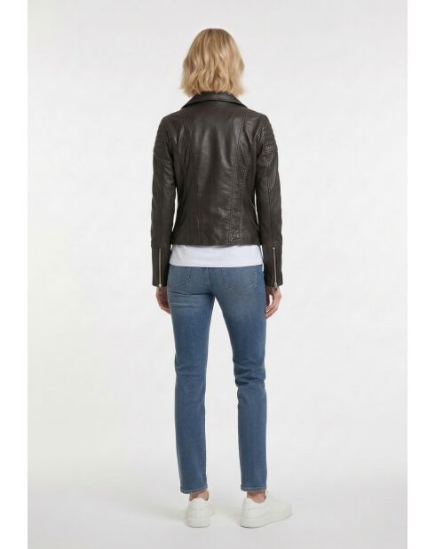 Veste perfecto en cuir Linor marron