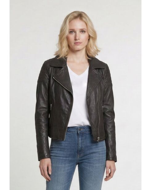 Veste perfecto en cuir Linor marron