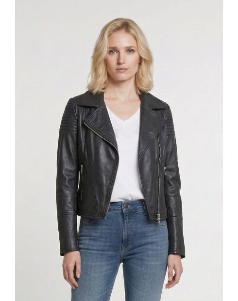 Veste perfecto en cuir Linor noire