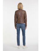 Veste biker en cuir Lysia cognac