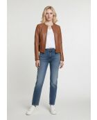 Veste en cuir Leyna cognac