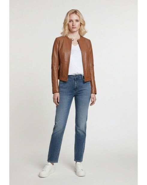 Veste en cuir Leyna cognac