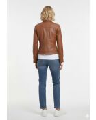 Veste en cuir Leyna cognac