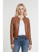 Veste en cuir Leyna cognac
