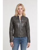 Veste biker en cuir Lyselle noire