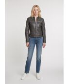 Veste biker en cuir Lyselle noire