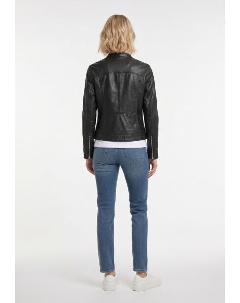 Veste biker en cuir Lyselle noire