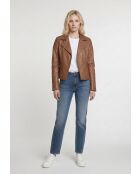 Veste perfecto en cuir Linor cognac