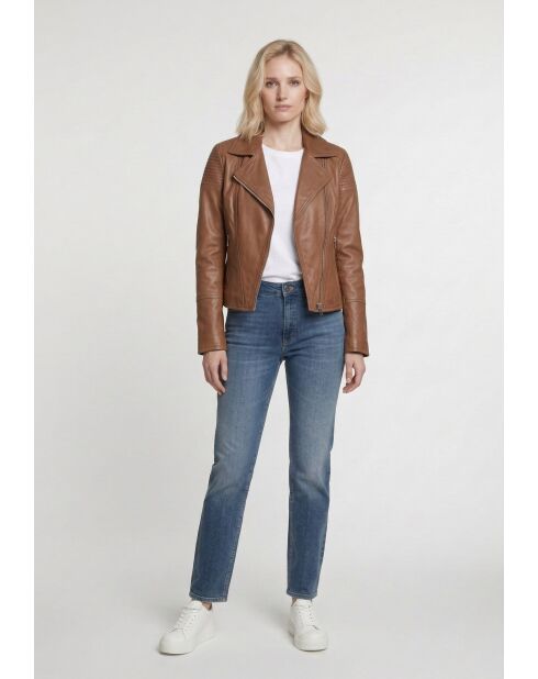 Veste perfecto en cuir Linor cognac