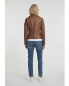 Veste perfecto en cuir Linor cognac