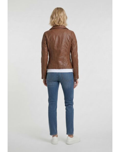 Veste perfecto en cuir Linor cognac
