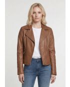 Veste perfecto en cuir Linor cognac