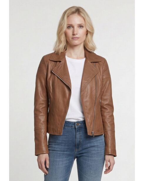 Veste perfecto en cuir Linor cognac
