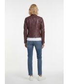Veste biker en cuir Lysia oxblood