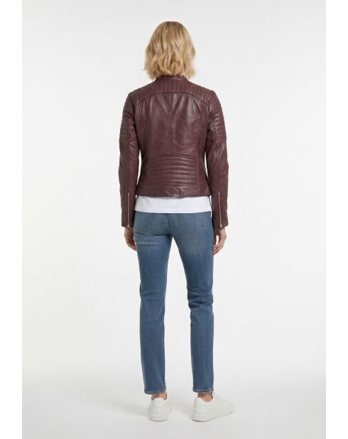 Veste biker en cuir Lysia oxblood