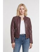 Veste biker en cuir Lysia oxblood