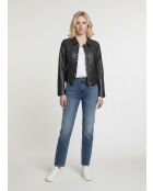 Veste utilitaire en cuir Lisa noire