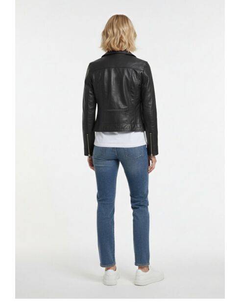 Veste utilitaire en cuir Lisa noire
